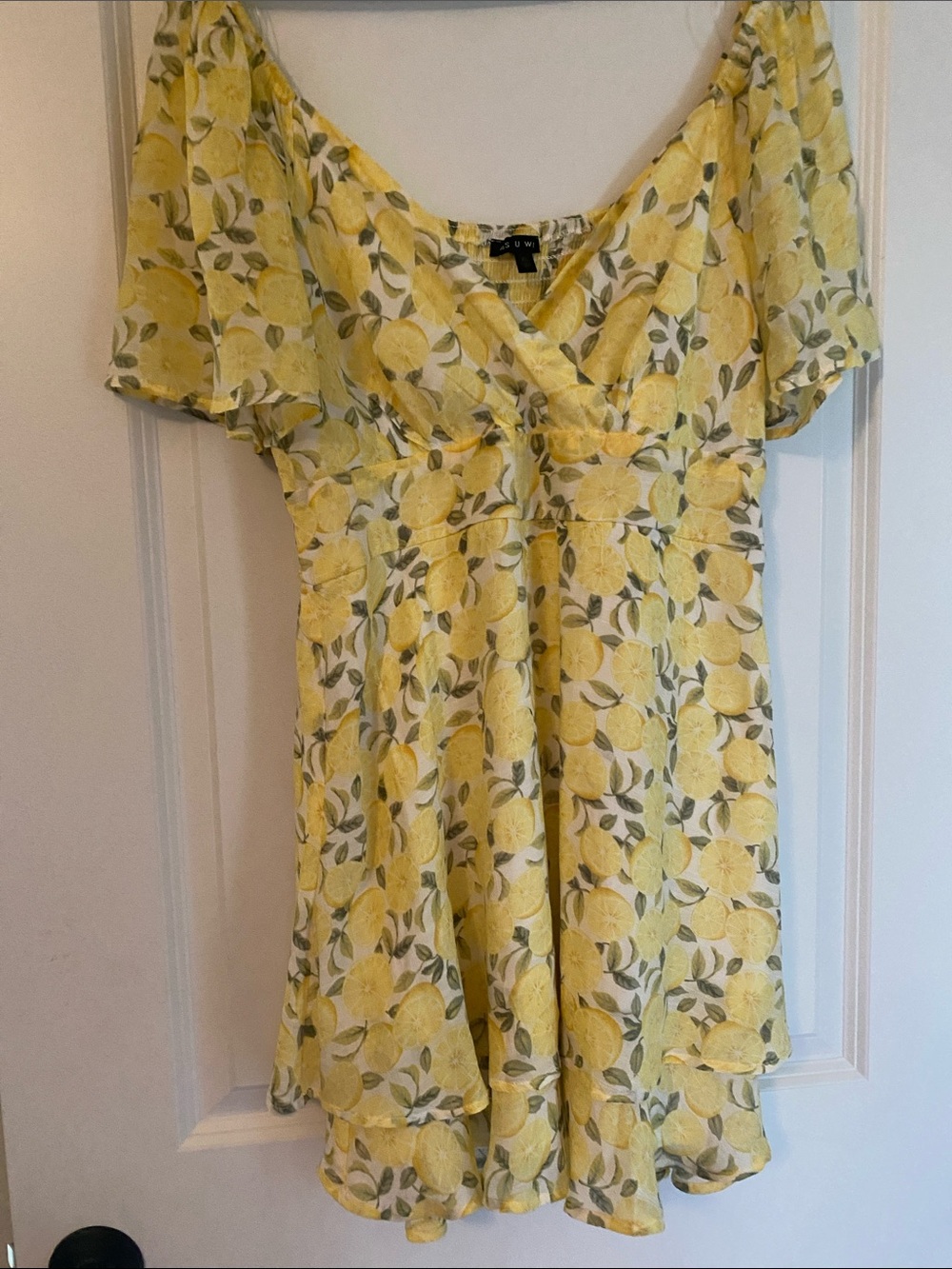 Lulu's Yellow Floral Lemon Print Short Dress